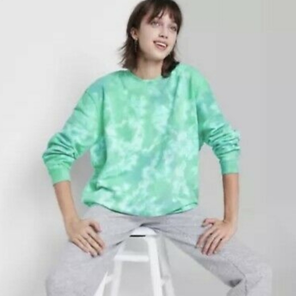 Wild Fable Green Tie Dye Oversized Sweatshirt L